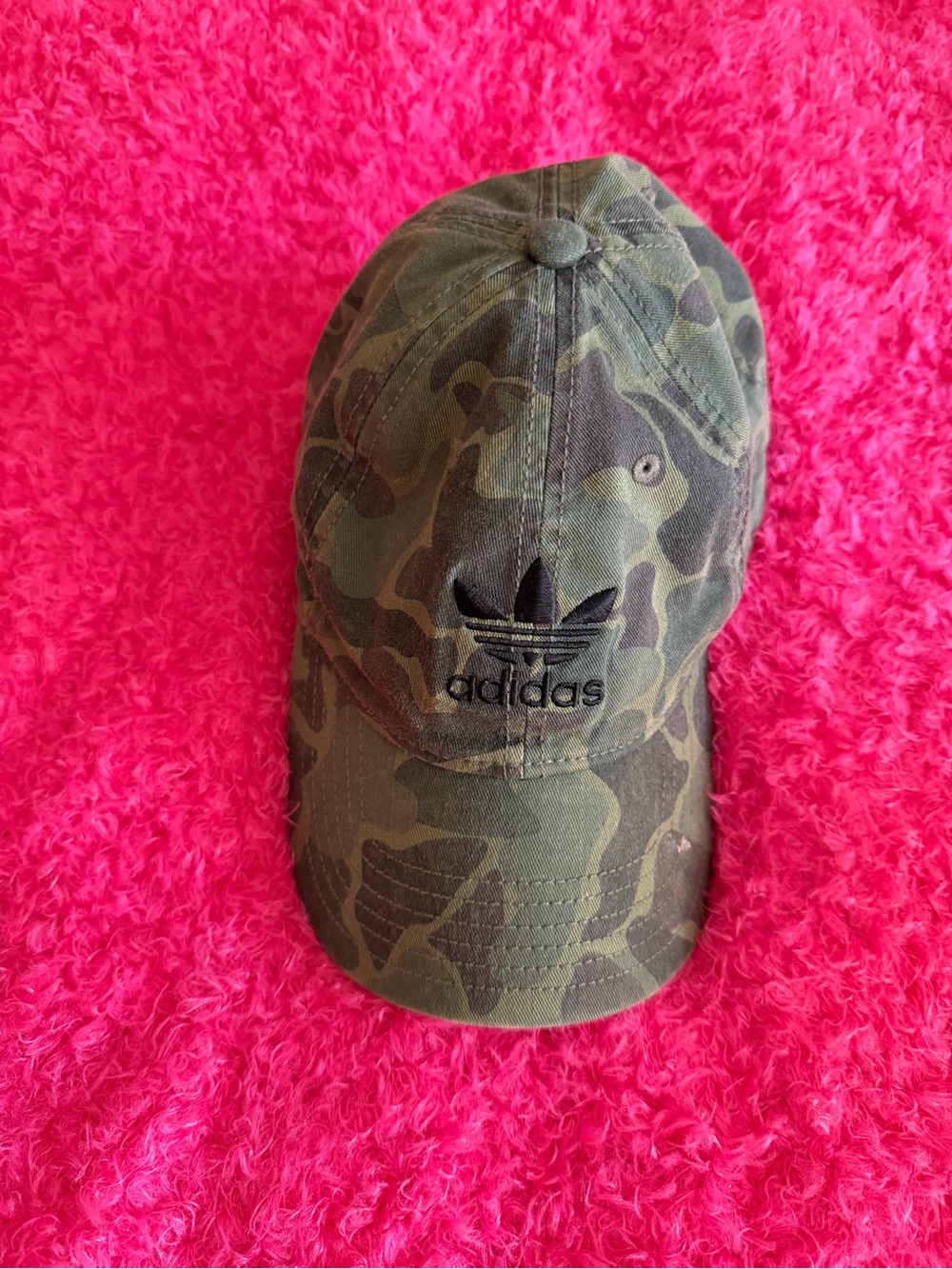 adidas Kids Camo Baseball Cap - Olive Green & Black Logo